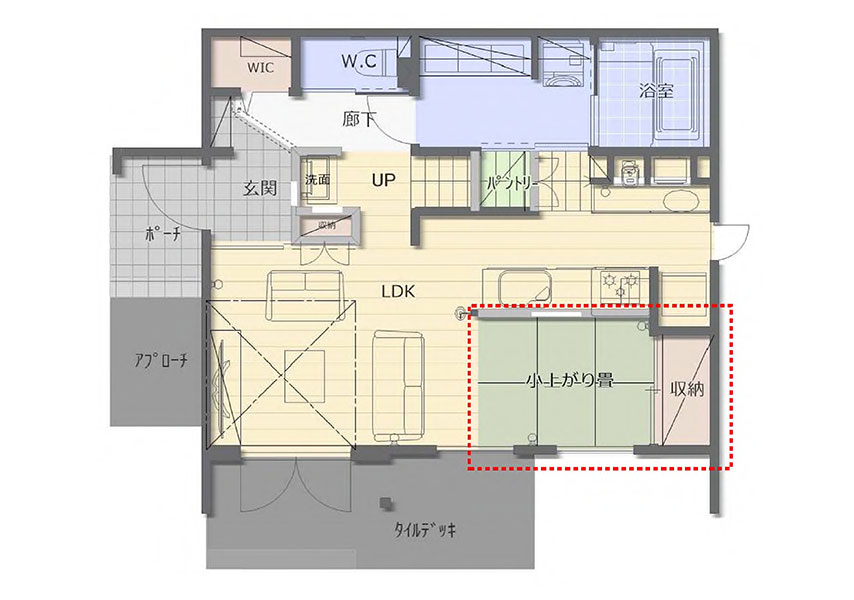 ダイニングを“畳”に変更する選択