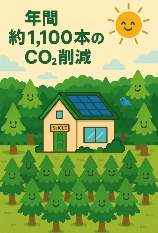 自邸 LCCM住宅のCO2削減、杉の木「年間約1,100本」を削減
